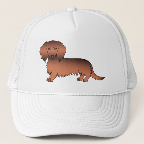Red Sable Long Hair Dachshund Cute Cartoon Dog Trucker Hat