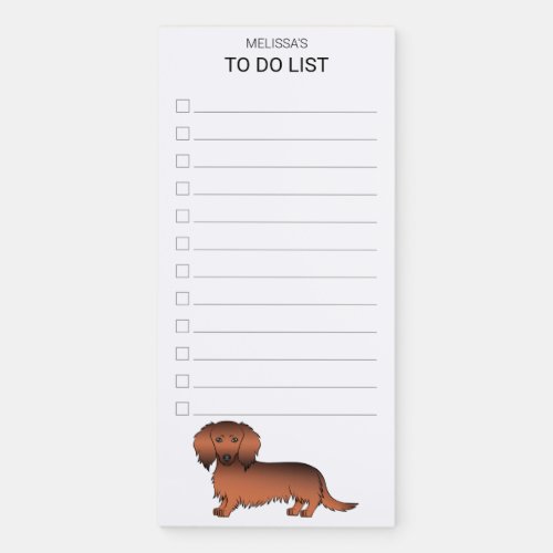 Red Sable Long Hair Dachshund Cute Dog To Do List Magnetic Notepad