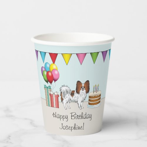 Red Sable Papillon Adorable Dog Colorful Birthday Paper Cups
