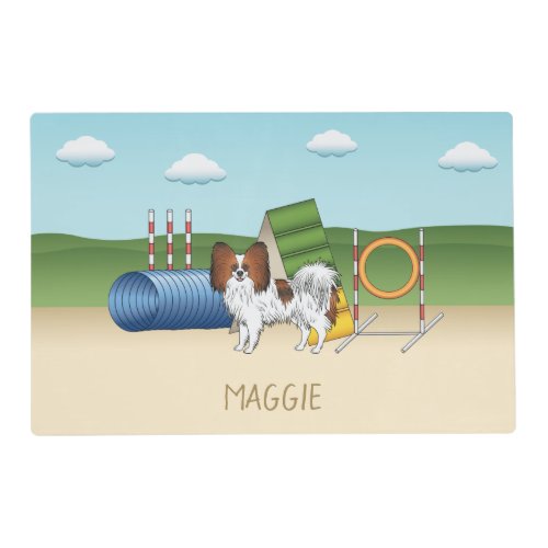 Red Sable Papillon Agility Dog With Custom Name Placemat