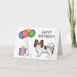 Red Sable Papillon Cartoon Dog Happy Birthday Card
