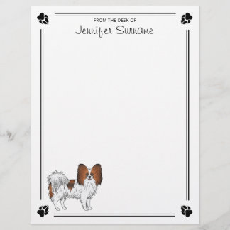 Red Sable Papillon Cartoon Dog With Paws And Text Letterhead