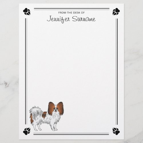 Red Sable Papillon Cartoon Dog With Paws And Text Letterhead