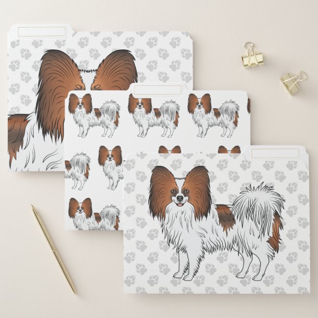 Red Sable Papillon Cute And Happy Cartoon Dog File Folder (Set)