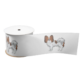 Red Sable Papillon Cute And Happy Cartoon Dogs Satin Ribbon