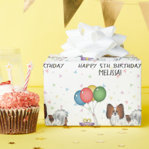 Red Sable Papillon Cute And Happy Dog - Birthday Wrapping Paper