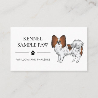 Red Sable Papillon Cute Cartoon Dog - Dog Kennel Business Card
