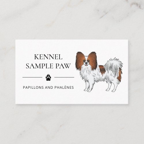 Red Sable Papillon Cute Cartoon Dog _ Dog Kennel Business Card