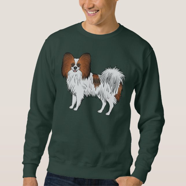 Red Sable Papillon Cute Cartoon Dog Drawing Sweatshirt (Front)