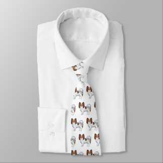 Red Sable Papillon Cute Cartoon Dog Pattern Neck Tie
