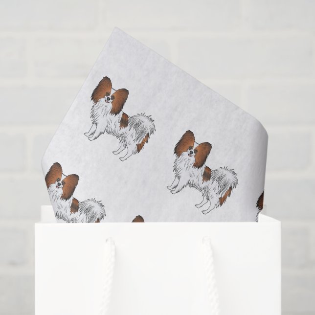 Red Sable Papillon Cute Cartoon Dog Pattern Tissue Paper (Gift Bag)