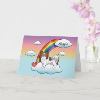 Red Sable Papillon Cute Dog Rainbow Memorial Card