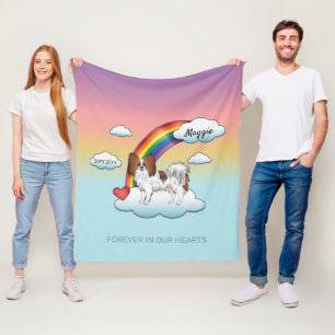 Red Sable Papillon Cute Dog Rainbow Memorial Fleece Blanket