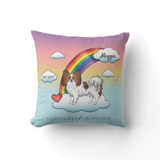 Red Sable Papillon Cute Dog Rainbow Memorial Throw Pillow