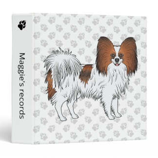 Red Sable Papillon Cute Dog With Custom Text 3 Ring Binder