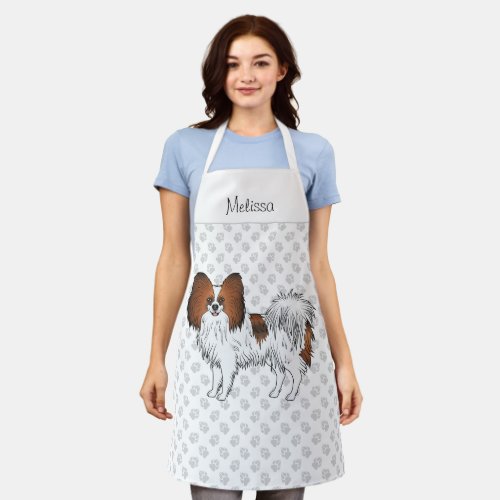 Red Sable Papillon Cute Dog With Custom Text Apron