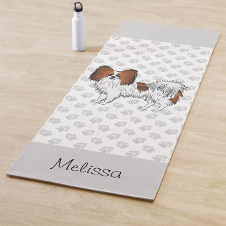 Red Sable Papillon Dog With Paws And Custom Name Yoga Mat