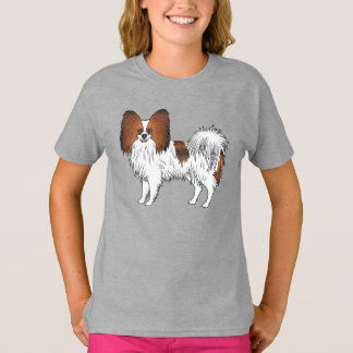 Red Sable Papillon Happy And Cute Cartoon Dog T-Shirt