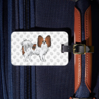 Red Sable Papillon Happy Cute Dog With Custom Text Luggage Tag