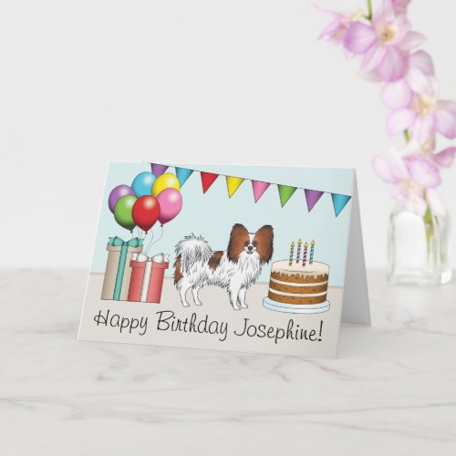 Red Sable Papillon Happy Dog Colorful Birthday Card