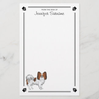 Red Sable Papillon Happy Dog With Paws And Text Stationery