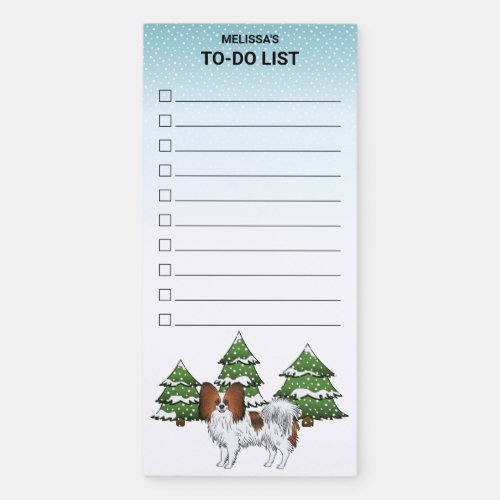 Red Sable Papillon In A Winter Forest _ To Do List Magnetic Notepad
