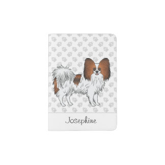 Red Sable Papillon With Custom Name And Paws Passport Holder