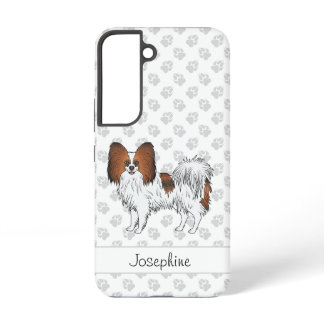 Red Sable Papillon With Custom Name And Paws Samsung Galaxy S22 Case