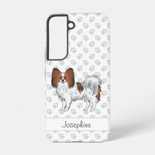 Red Sable Papillon With Custom Name And Paws Samsung Galaxy S22 Case