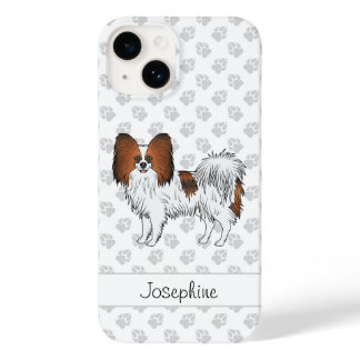 Red Sable Papillon With Paws And Custom Name Case-Mate iPhone 14 Case