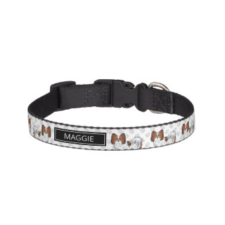 Red Sable Papillon With Paws And Custom Name Pet Collar