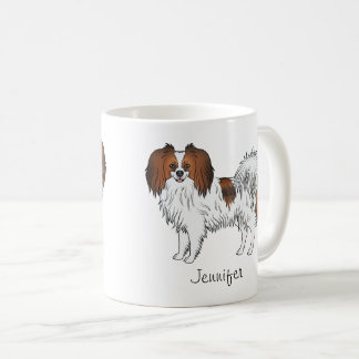 Red Sable Phalène Cartoon Dogs With Custom Name Coffee Mug