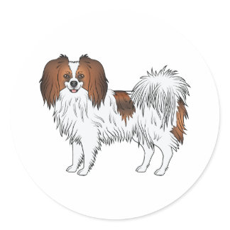 Red Sable Phalène Cute Cartoon Dog Illustration Classic Round Sticker