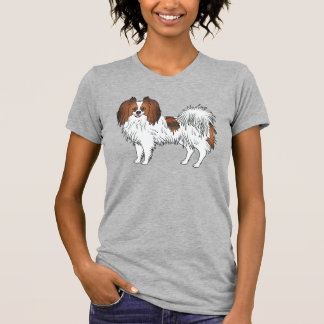Red Sable Phalène Cute Cartoon Dog Illustration T-Shirt