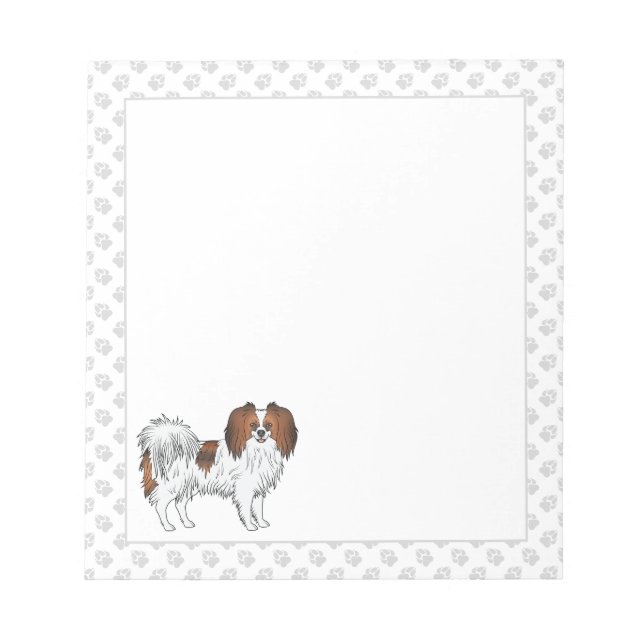 Red Sable Phalène Cute Cartoon Dog With Gray Paws Notepad (Front)