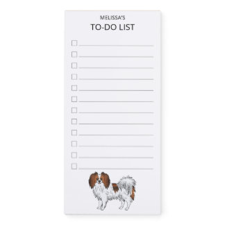 Red Sable Phalène Cute Dog Checklist To-Do List Magnetic Notepad