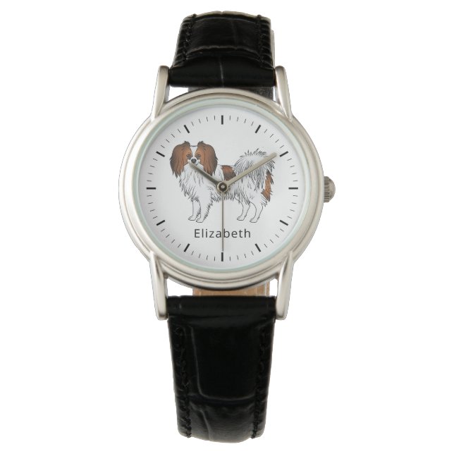 Red Sable Phalène Dog Personalized Text Like Name Watch (Front)