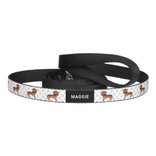 Red Sable Short Hair Dachshund Cartoon Dog & Name Pet Leash