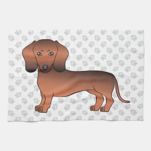 Red Sable Short Hair Dachshund Cartoon Dog  Paws Kitchen Towel
