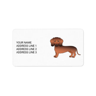 Red Sable Short Hair Dachshund Cartoon Dog &amp; Text Label