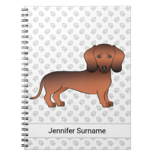 Red Sable Short Hair Dachshund Cartoon Dog & Text Notebook