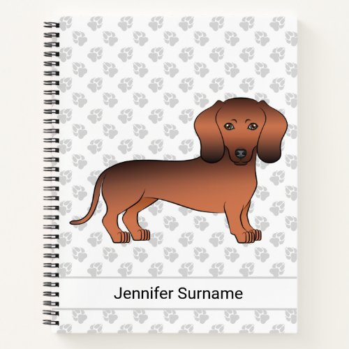 Red Sable Short Hair Dachshund Cartoon Dog  Text Notebook