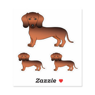 Red Sable Smooth Coat Dachshund Cute Cartoon Dog Sticker