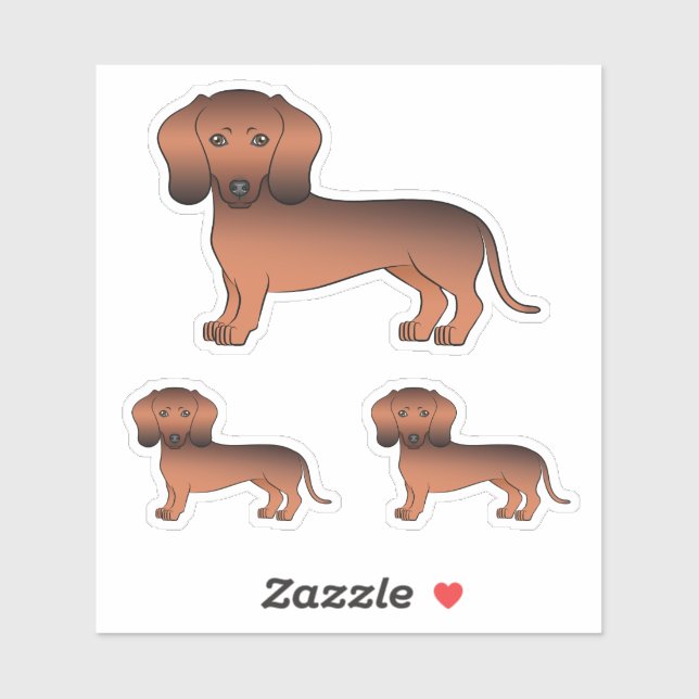 Red Sable Smooth Coat Dachshund Cute Cartoon Dog Sticker (Sheet)