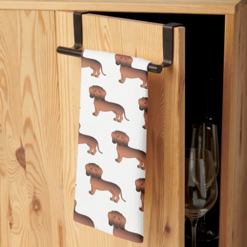 Red Sable Smooth Coat Dachshund Cute Dog Pattern Kitchen Towel