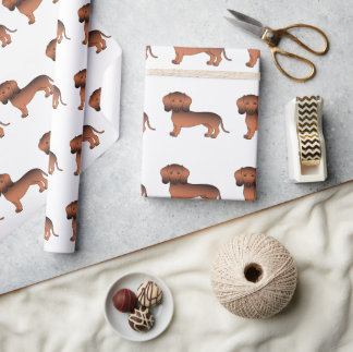 Red Sable Smooth Coat Dachshund Cute Dog Pattern Wrapping Paper
