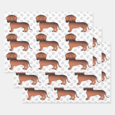 Sheet of Arty Designer Sausage Dogs In Sweaters Gift Wrap Wrapping Paper 