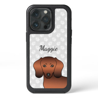 Red Sable Smooth Coat Dachshund Dog Head &amp; Name iPhone 13 Pro Case