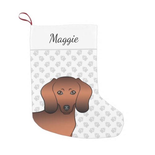 Red Sable Smooth Coat Dachshund Dog Head  Name Small Christmas Stocking