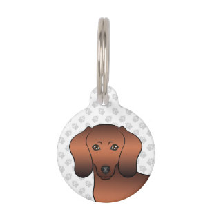 Red Sable Smooth Coat Dachshund Dog Head Pet ID Tag